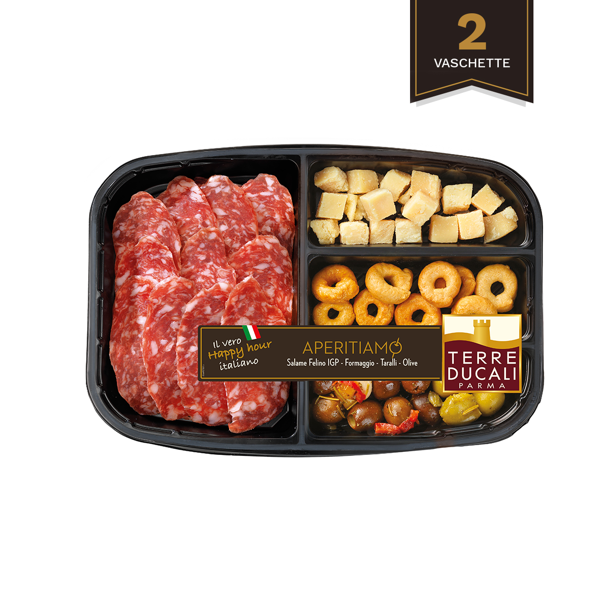 Aperitiamo con Salame Felino IGP, formaggio, olive e taralli- 2 vaschette da 150gr