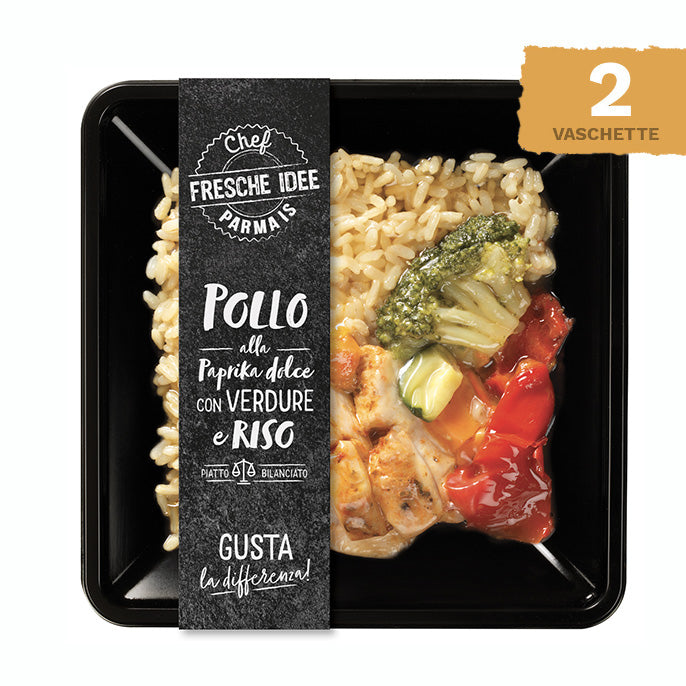 Pollo alla paprika dolce con verdure e Riso - 2 vaschette da 250gr