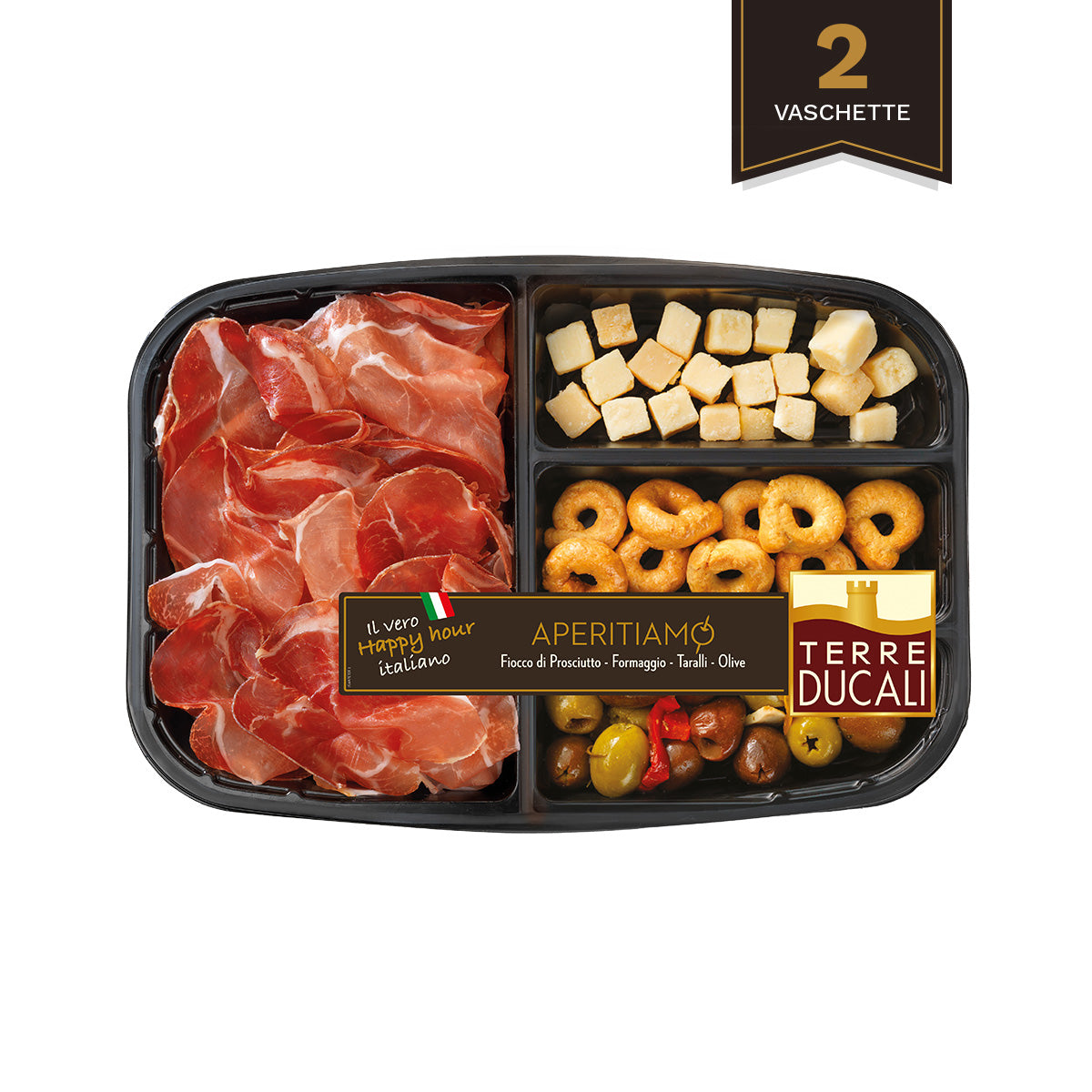 Aperitiamo con fiocco, formaggio, olive e taralli- 2 vaschette da 150gr